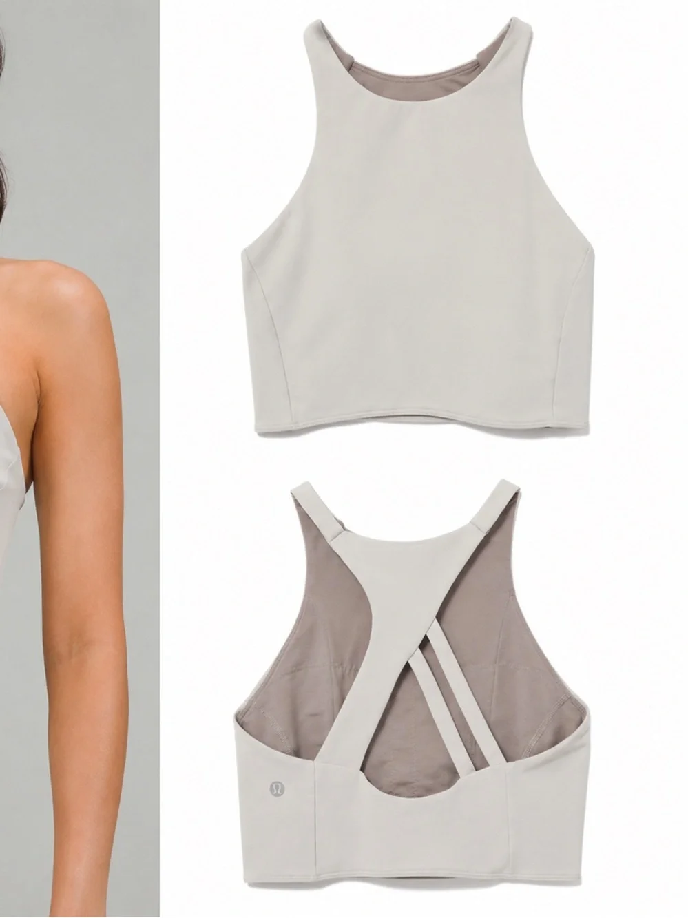 Lululemon Strong Lines Bra Bone Size 6 High Neck Cross Back Sports Bra